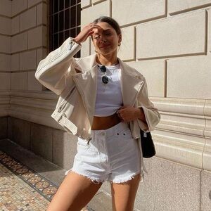 Zara Women's Off-White Jean Shorts